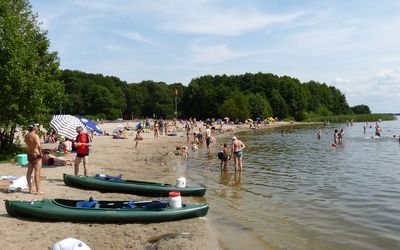 Mardorf Badestrand Zahlreiche Badegäste tummeln sich in Mardorf am Badestrand